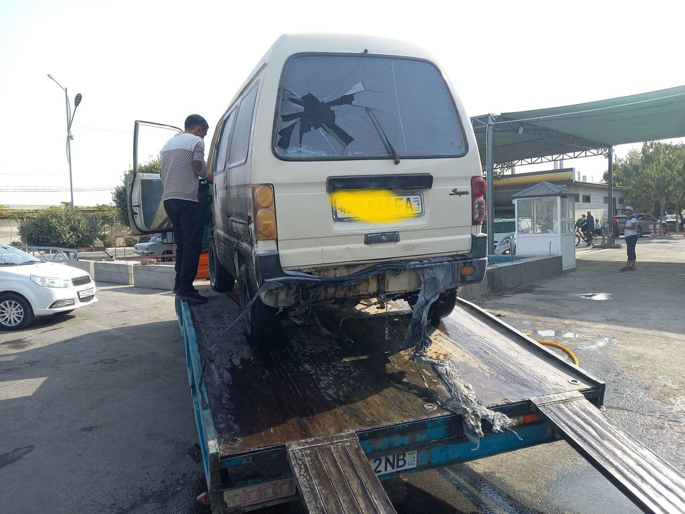 Фарғонадаги “заправка”да Damas ёниб кетди