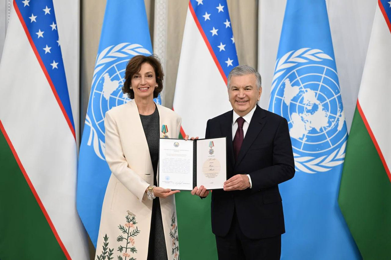 Shavkat Mirziyoyev UNESCO Bosh direktori Odri Azule bilan uchrashuv o‘tkazdi