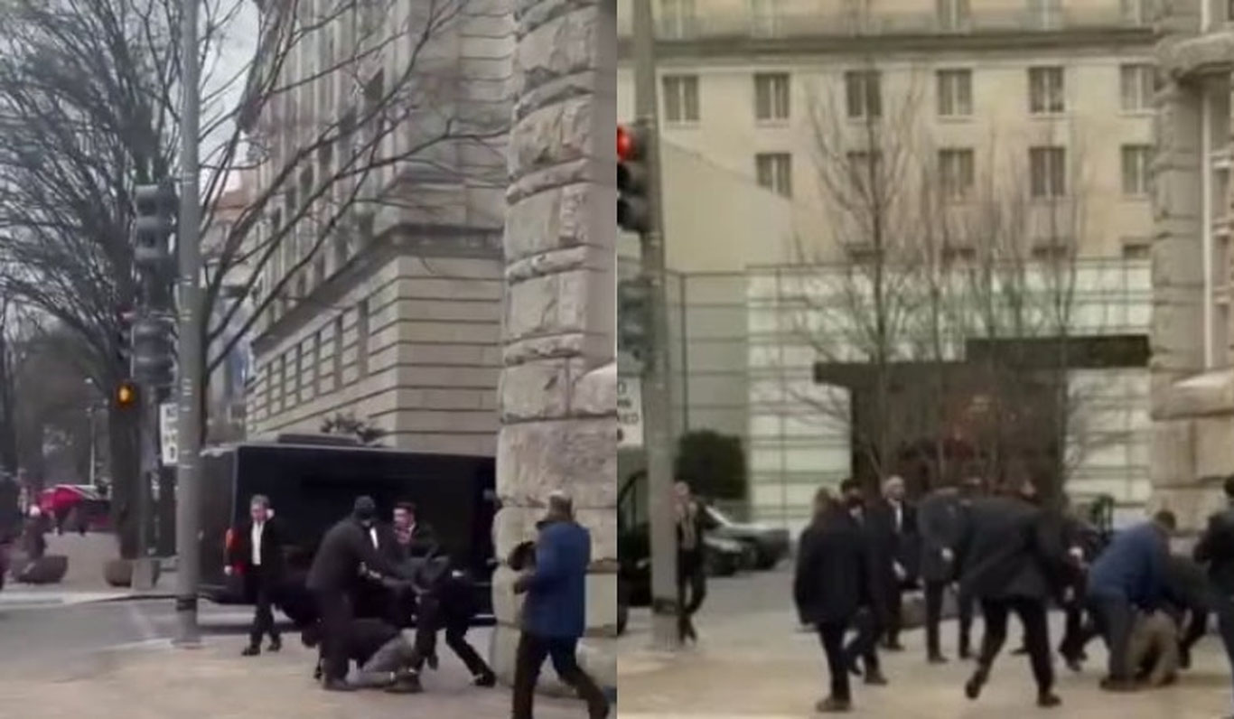 In Washington, Ilham Aliyev's guards beat protesters.