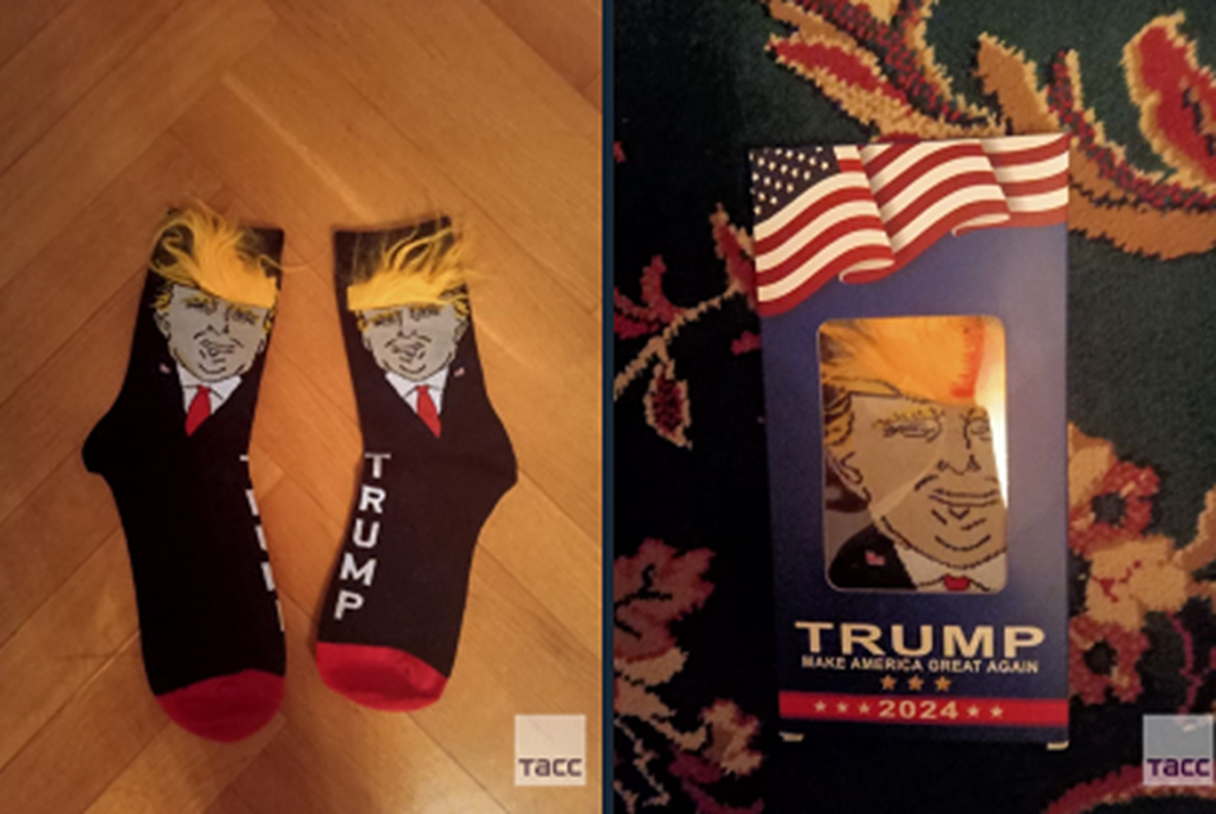 АҚШга борган Россия депутатларига Трамп тасвири туширилган пайпоқлар совға қилинди