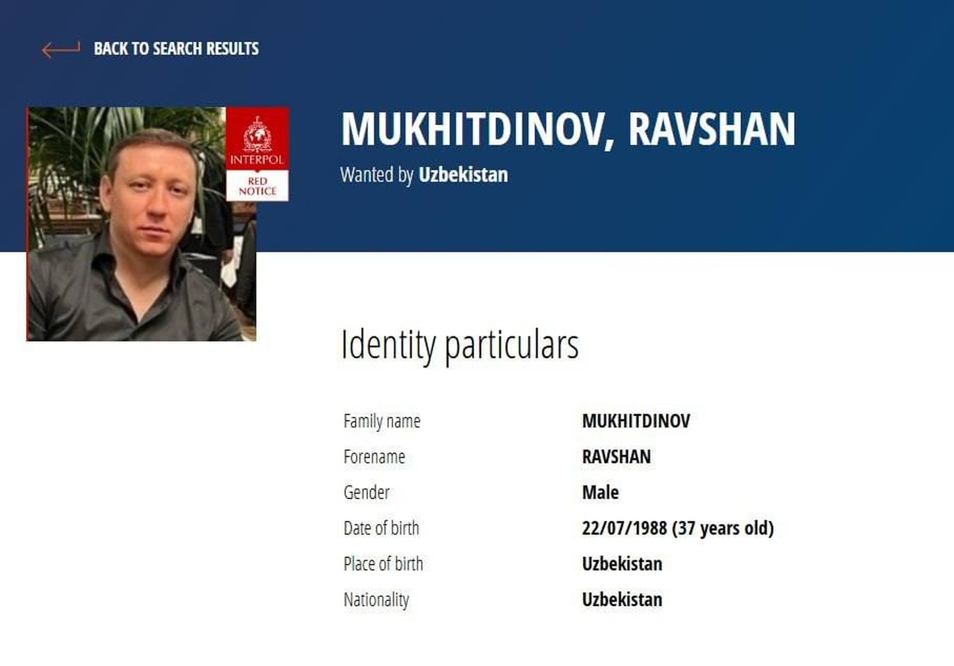 “Ravshan Zolotoy” nomi bilan tanilgan shaxs xalqaro qidiruvga berildi