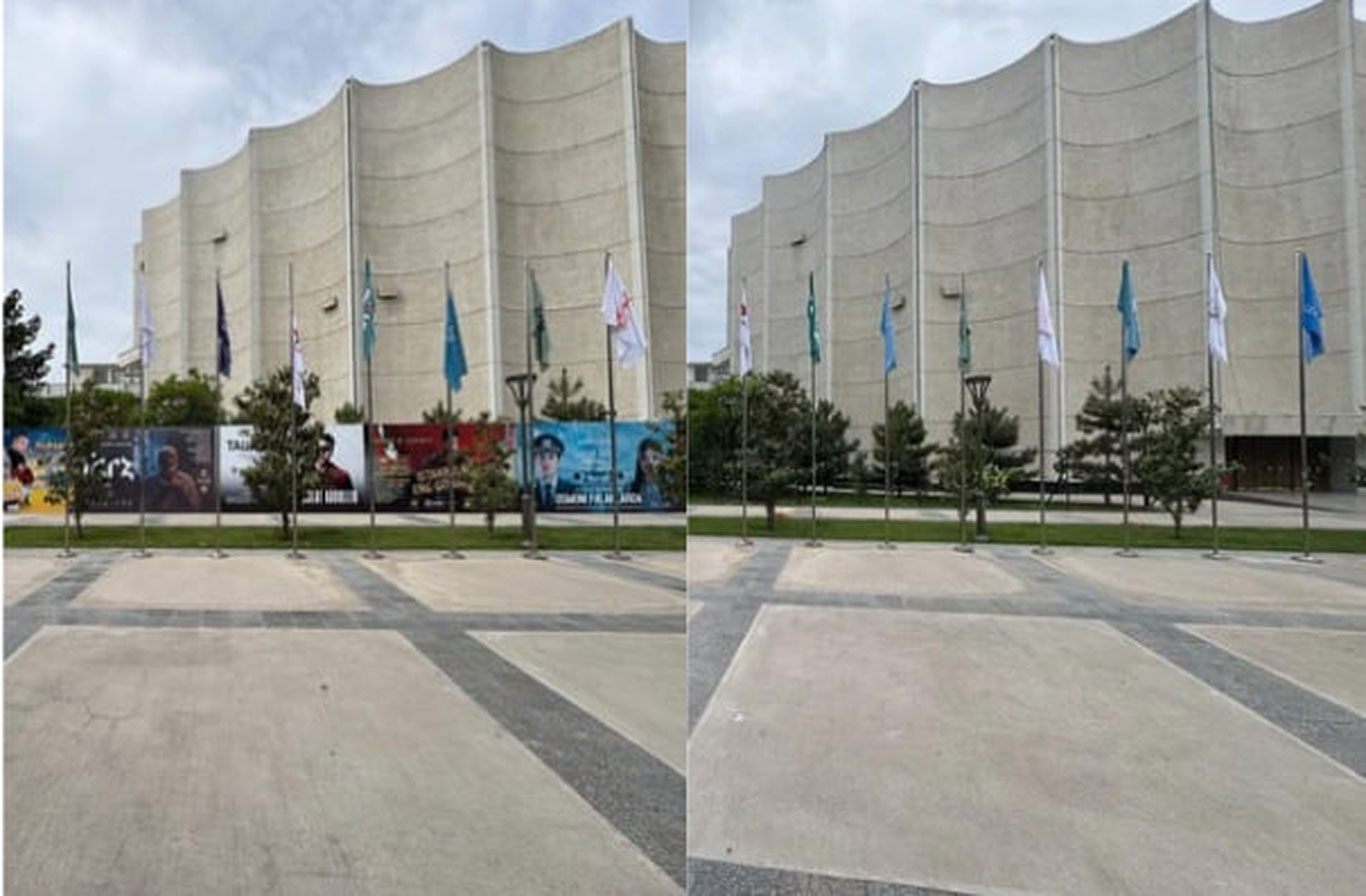Milliy kino san’ati saroyi atrofidagi reklama bannerlari olib tashlandi